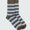 Shop Finisterre Classic Wool Striped Sock Olive/Oatmeal/CoastalFjord