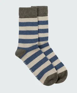 Shop Finisterre Classic Wool Striped Sock Olive/Oatmeal/CoastalFjord