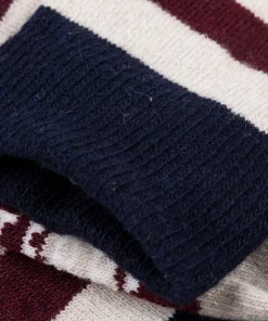 Hot Finisterre Classic Wool Striped Sock BlackCherry/Navy/Oatmeal