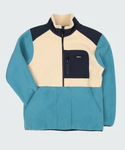 Best Finisterre Men's Bolster 1/4 Zip Fleece OceanStorm/Oatmeal