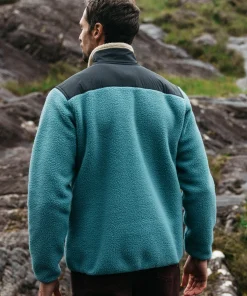 Best Finisterre Men's Bolster 1/4 Zip Fleece OceanStorm/Oatmeal