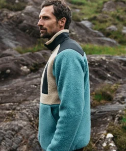Best Finisterre Men's Bolster 1/4 Zip Fleece OceanStorm/Oatmeal