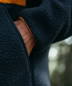 New Finisterre Men's Bolster 1/4 Zip Fleece Navy/HarvestGold