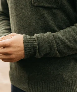 Clearance Finisterre Men's Cavan Pocket Knit Sweater Olive