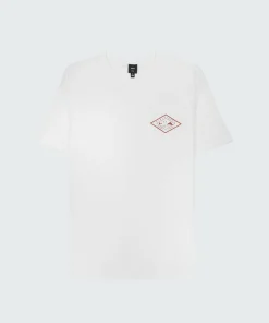 Fashion Finisterre Men's Diamond Logo T-Shirt White/DarkRosewood