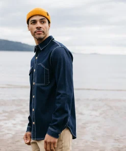 Hot Finisterre Men's Eddystone Denim Shirt WashedDenim