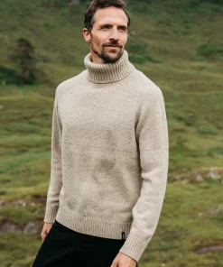 Cheap Finisterre Men's Fishermans Roll Neck Knit Sweater Oatmeal