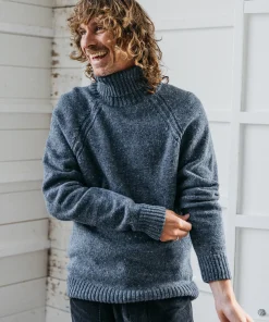 Sale Finisterre Men's Furlong Roll Neck Sweater Indigo