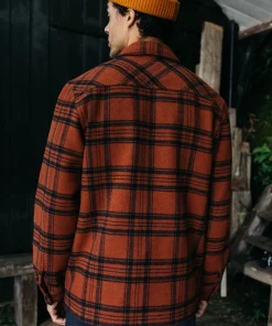 Cheap Finisterre Men's Garrick Zip Overshirt DarkRosewoodCheck