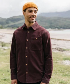 Cheap Finisterre Men's Jetty Cord Shirt BlackCherry