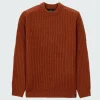 Fashion Finisterre Men's Needus Patched Crew Knit Sweater DarkRosewood