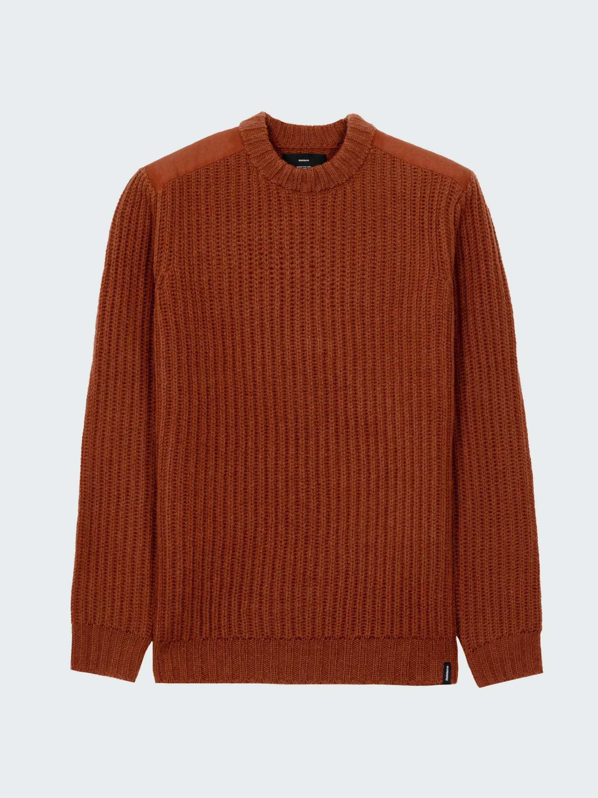 Fashion Finisterre Men's Needus Patched Crew Knit Sweater DarkRosewood