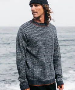 Discount Finisterre Men's Selfost Nordic Patterned Crew Sweater Navy/Sky/DarkRosewood