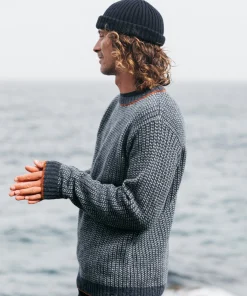 Discount Finisterre Men's Selfost Nordic Patterned Crew Sweater Navy/Sky/DarkRosewood