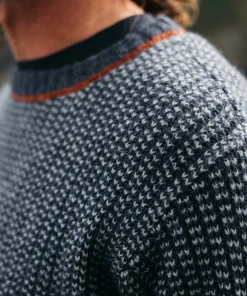 Discount Finisterre Men's Selfost Nordic Patterned Crew Sweater Navy/Sky/DarkRosewood