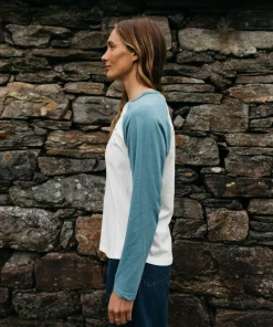 Clearance Finisterre Women's Bailey Long Sleeve T-Shirt Ecru/OceanStorm
