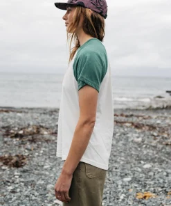 Best Sale Finisterre Women's Bailey T-Shirt Ecru/PineShadow