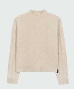 Discount Finisterre Women's Berneray Cable Crew Sweater PebbleGrey