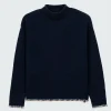 Clearance Finisterre Women's Blanket Stitch Taran Sweater Navy
