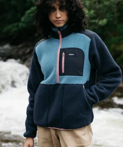 Outlet Finisterre Women's Bolster 1/4 Zip Fleece Navy/OceanStorm/HeatherMist
