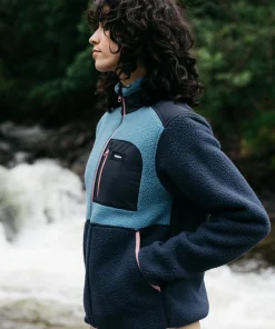 Outlet Finisterre Women's Bolster 1/4 Zip Fleece Navy/OceanStorm/HeatherMist
