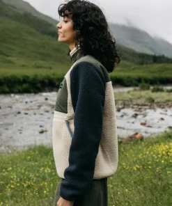 Outlet Finisterre Women's Bolster Full Zip Fleece Navy/Oatmeal/Olive