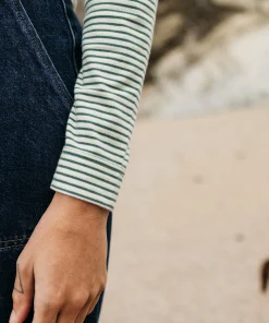 Shop Finisterre Women's Eldon Long Sleeve T-Shirt PineShadow/Ecru/TeaGreen