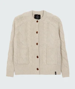 Hot Finisterre Women's Ennis Cable Knit Cardigan Oatmeal