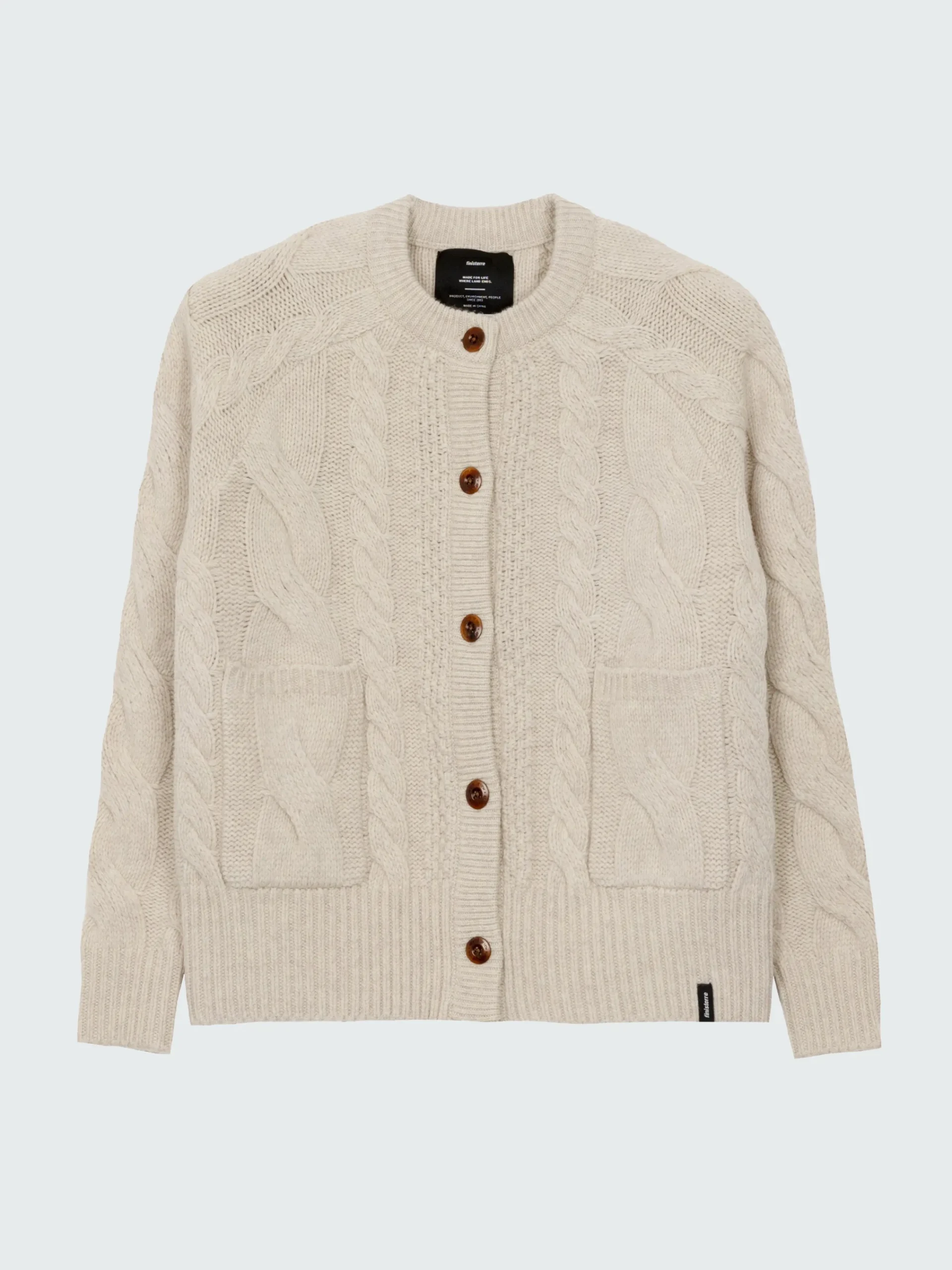 Hot Finisterre Women's Ennis Cable Knit Cardigan Oatmeal