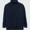 Store Finisterre Women's Eyre Roll Neck Knit Sweater Navy
