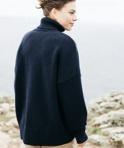 Store Finisterre Women's Eyre Roll Neck Knit Sweater Navy
