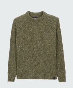 Shop Finisterre Women's Farne Crew Neck Knit Sweater Olive