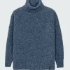 New Finisterre Women's Farne Roll Neck Knit Sweater Indigo