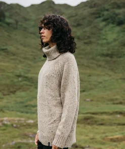 Cheap Finisterre Women's Farne Roll Neck Knit Sweater Oatmeal