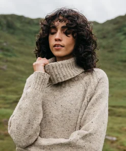 Cheap Finisterre Women's Farne Roll Neck Knit Sweater Oatmeal