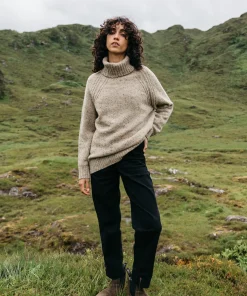 Cheap Finisterre Women's Farne Roll Neck Knit Sweater Oatmeal