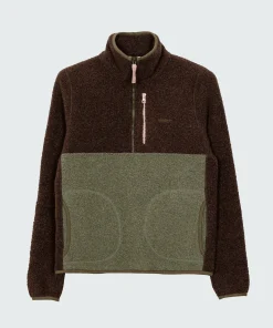 Best Sale Finisterre Women's Hegen 1/4 Zip Wool Fleece WillowGreen/SealBrown