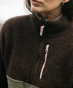 Best Sale Finisterre Women's Hegen 1/4 Zip Wool Fleece WillowGreen/SealBrown