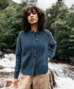 Sale Finisterre Women's Mora Crew Neck Cardigan Denim