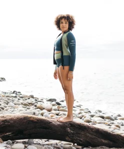 Hot Finisterre Women's Nieuwland 2mm Yulex® Long Sleeve Top Teal/Khaki/Aqua