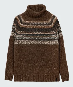 Outlet Finisterre Women's Rocall Fair Isle Roll Neck Sweater ChocolateMulti
