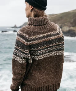 Outlet Finisterre Women's Rocall Fair Isle Roll Neck Sweater ChocolateMulti