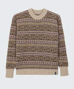 Best Finisterre Women's Shetland Fairisle Sweater BlackCherry/Ecru/HeatherMistMulti